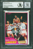 Magic Johnson "HOF 02" Signed 1981 Topps #21 Card Auto 10! BAS Slab #13630877