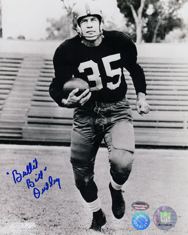 Bill Dudley Signed Steelers B&W Pose With Football 8x10 Photo w/Bullet -(SS COA)