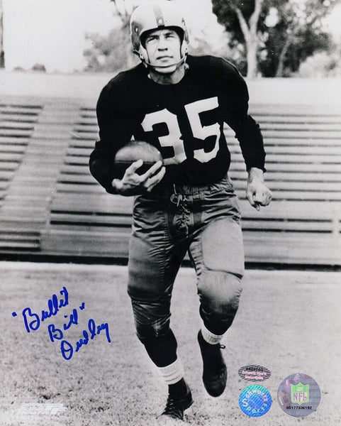 Bill Dudley Signed Steelers B&W Pose With Football 8x10 Photo w/Bullet -(SS COA)