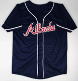 John Rocker Signed Atlanta Braves Dark Blue Jersey Inscribed "F*ck NY" (JSA COA)