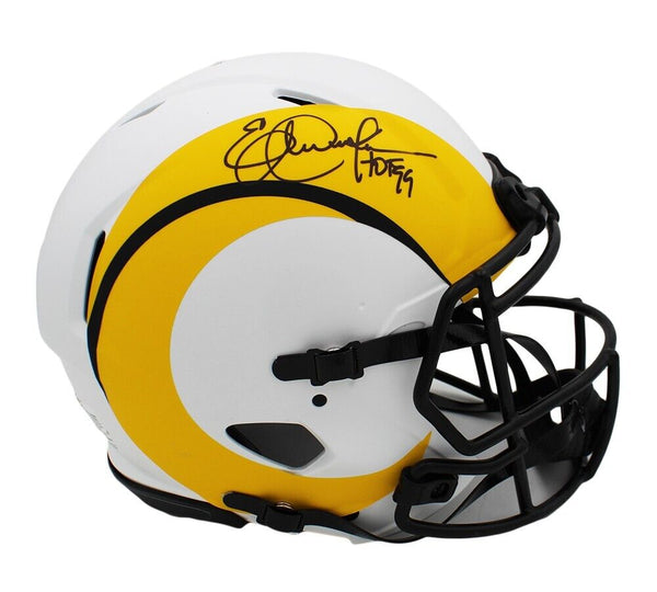 Eric Dickerson Signed Los Angeles Rams Speed Authentic Lunar NFL Helmet + Inscr.