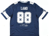 CeeDee Lamb Autographed Dallas Cowboys Blue Nike Game Jersey - Fanatics *Silver