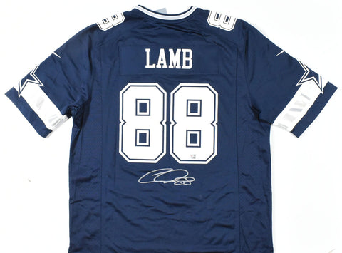 CeeDee Lamb Autographed Dallas Cowboys Blue Nike Game Jersey - Fanatics *Silver