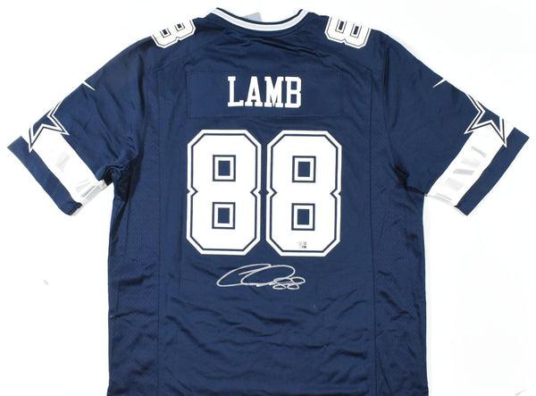 CeeDee Lamb Autographed Dallas Cowboys Blue Nike Game Jersey - Fanatics *Silver
