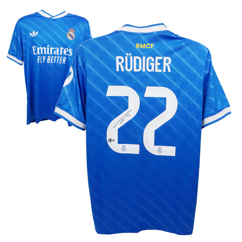 Antonio Rudiger Signed Real Madrid FC Away Soccer Jersey #22 with Beckett COA