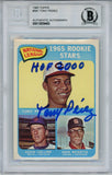 Tony Perez Autographed 1965 Topps #581 Rookie Card HOF Beckett Slab 33687