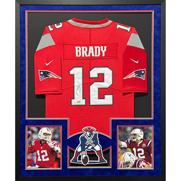 Tom Brady Autographed Signed Framed Red TB NE Patriots Jersey TRISTAR
