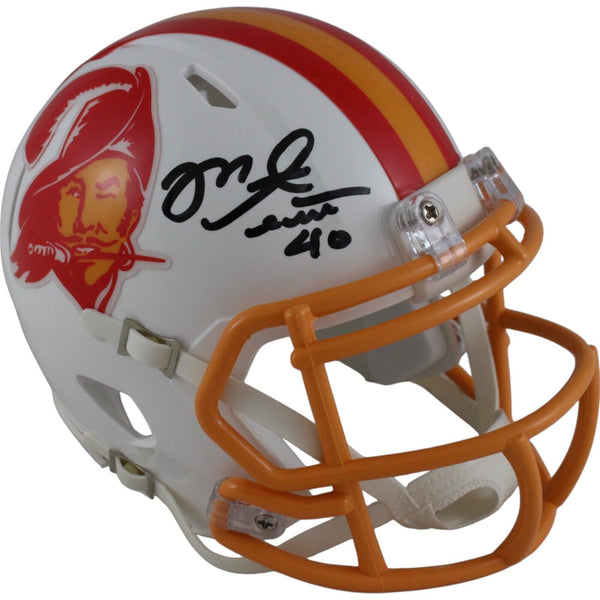 Mike Alstott Autographed/Signed Tampa Bay Bucaneers TB Mini Helmet Beckett 49113