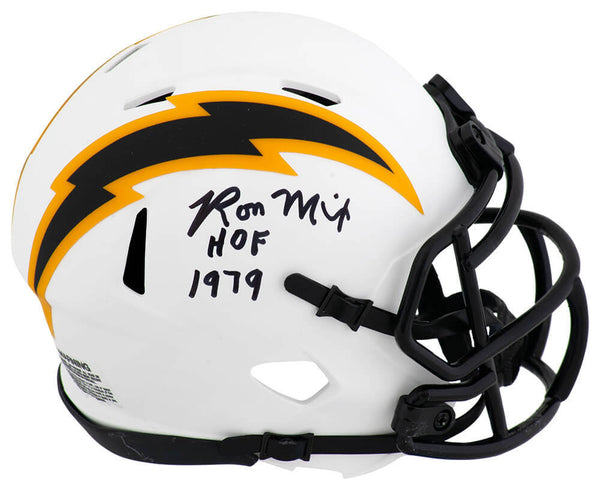 Ron Mix Signed Chargers LUNAR Riddell Mini Helmet w/HOF 1979 - (SCHWARTZ COA)