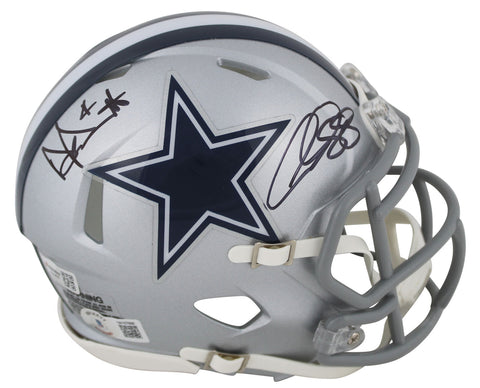 Cowboys Dak Prescott & CeeDee Lamb Signed Speed Mini Helmet BAS Witnessed