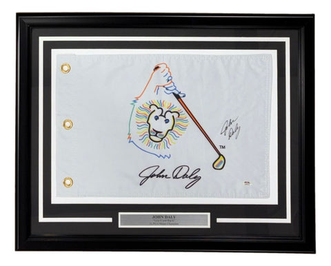 John Daly Signed Framed John Daly Logo Golf Flag PSA/DNA