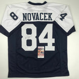 Autographed/Signed JAY NOVACEK Dallas Thanksgiving Day Football Jersey JSA COA