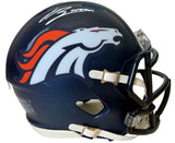 Jahdae Barron Autographed Navy Mini Helmet -- Denver Broncos | BAS COA
