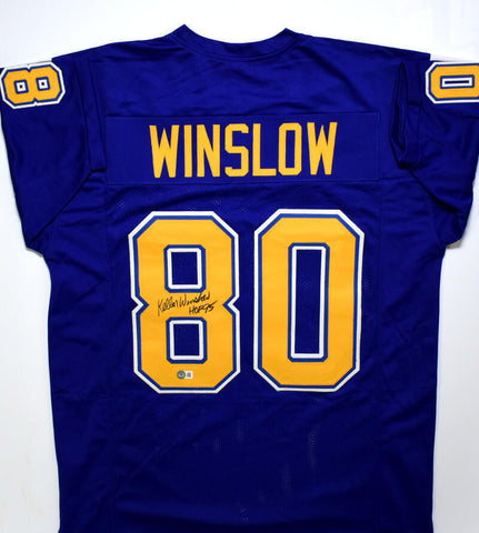 Kellen Winslow Autographed Dark Blue Pro Style Jersey w/ HOF - Beckett W Holo