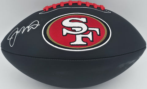 Joe Montana Autographed 49ers Black Logo Football Beckett Witness #WA82197