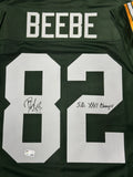 DON BEEBE Signed Replica Green Packers Jersey w/ "SB XXXI Champs" - BAS