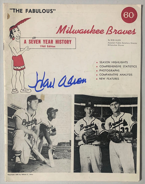 Henry HANK AARON Signed 1960 Fabulous Milwaukee Braves Year Program Magazine JSA