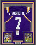 FRAMED Autographed/Signed LEONARD FOURNETTE 35x39 LSU Purple Jersey JSA COA