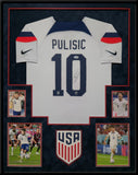 SUEDE FRAMED CHRISTIAN PULISIC AUTOGRAPHED SIGNED USA JERSEY BECKETT HOLO