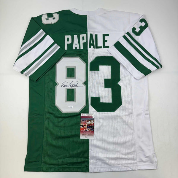 Autographed/Signed Vince Papale Philadelphia Green White Split Jersey JSA COA