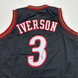 Autographed/Signed Allen Iverson Philadelphia Black Jersey BAS COA