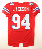 Landon Jackson Signed Buffalo Bills Red Jersey (Beckett) 2025 Draft Pck Def. End