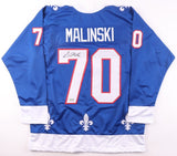 Sam Malinski Signed Colorado Avalanche /Nordiques Throwback Jersey (Beckett)
