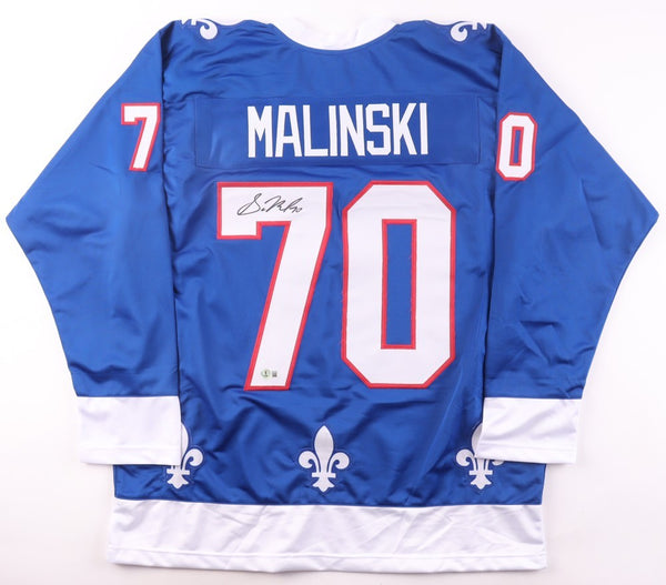Sam Malinski Signed Colorado Avalanche /Nordiques Throwback Jersey (Beckett)
