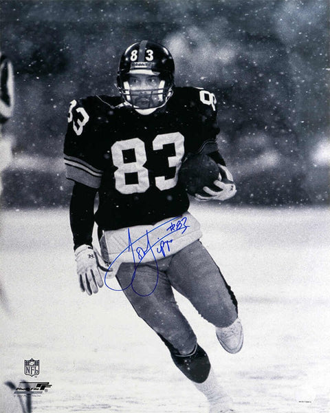 Louis Lipps Signed Steelers B&W Black Jersey Action 16x20 Photo - (SCHWARTZ COA)