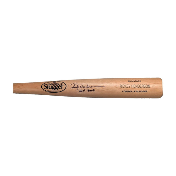 Rickey Henderson Autographed Louisville Slugger Pro Stock Bat w/ HOF Inscription