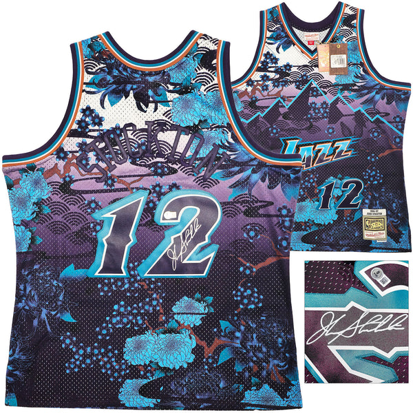 JAZZ JOHN STOCKTON AUTOGRAPHED M&N 1996-97 ASIAN 5.0 JERSEY XL BECKETT 224344