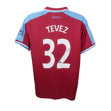 Carlos Tevez Signed West Ham Home Soccer Jersey #32 with Beckett Witness