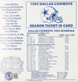 Jimmy Johnson Autographed Dallas Cowboys 1992 Season Ticket ID Card-Beckett Holo