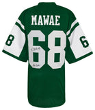 Kevin Mawae Signed Green T/B Custom Football Jersey w/HOF 2019 - (SCHWARTZ COA)