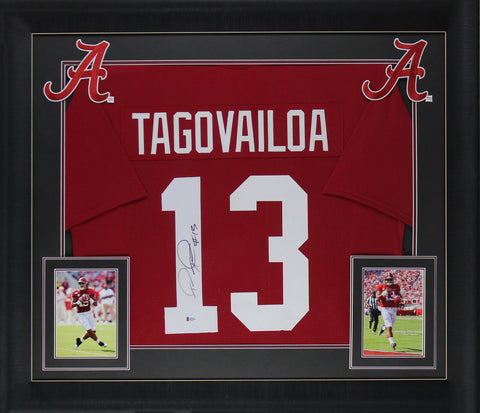 Alabama Tua Tagovailoa Authentic Signed Crimson Pro Style Framed Jersey BAS