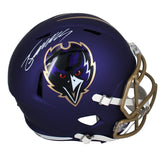 Zay Flowers Autographed Ravens Alternate Full Size Replica Speed Helmet Beckett