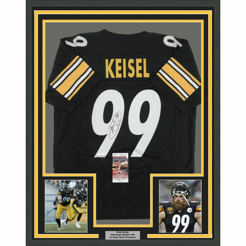 FRAMED Autographed/Signed BRETT KEISEL 33x42 Pittsburgh Black Jersey JSA COA