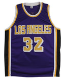 Magic Johnson Authentic Signed Purple Pro Style Jersey Black Trim BAS Witness 2