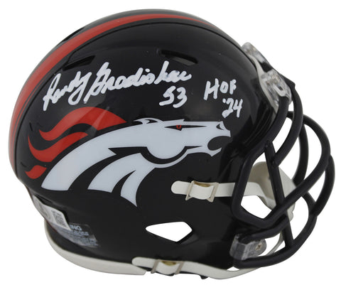 Broncos Randy Gradishar "HOF 24" Signed Speed Mini Helmet BAS Witnessed