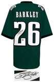 Saquon Barkley (EAGLES) Signed Dark Green Custom Football Jersey -(BECKETT COA)
