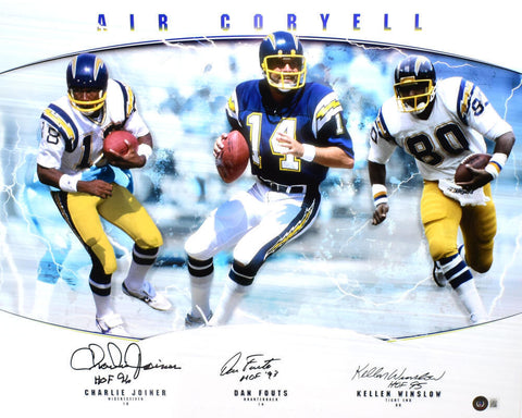 Fouts, Joiner, Winslow Signed Chargers 16x20 Air Coryell Photo w/ HOF- BA W Holo