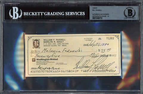 Bill Russell Autographed Check Celtics Auto Grade Gem Mint 10 Beckett #15498753