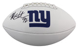 Giants Michael Strahan Signed Rawlings White Panel Football W/ Case BAS Witness
