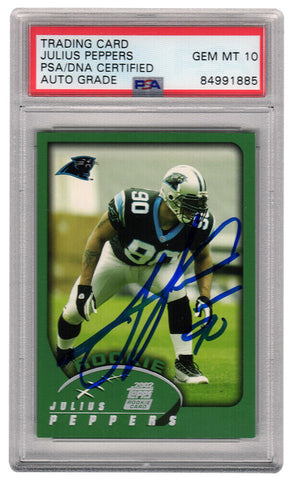 Julius Peppers Signed Panthers 2002 Topps Rookie Card #359 (PSA - Auto Grade 10)