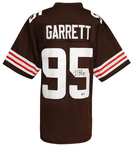 Myles Garrett Signed Brown With White #'s Custom Football Jersey - (BECKETT COA)