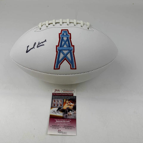 Autographed/Signed Earl Campbell Houston Oilers Full Size Logo Football JSA COA