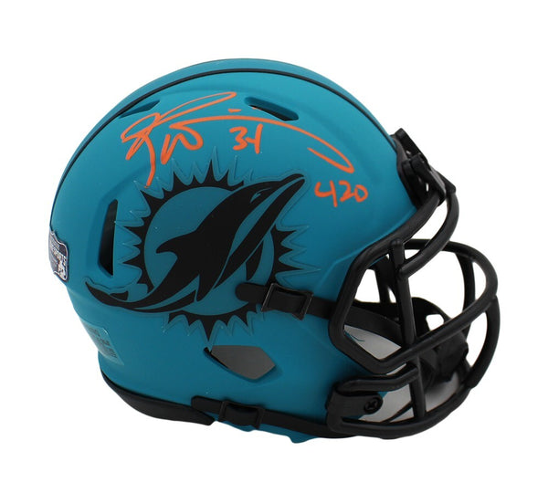 Ricky Williams Signed Dolphins Speed Rave Mini Helmet "Smoke Weed Everyday" Insc