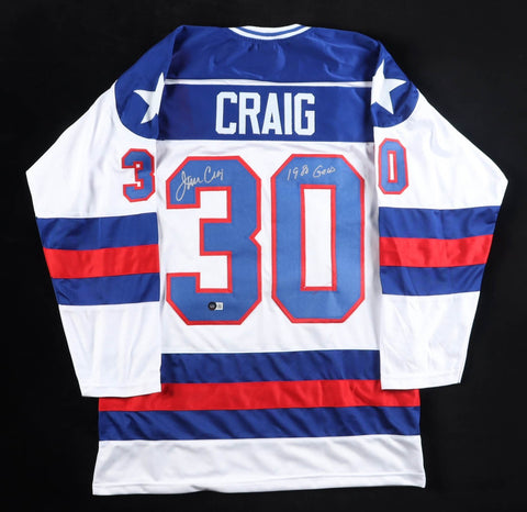 Jim Craig Signed Team USA Jersey Inscribed "1980 Gold" (Beckett) Miracle on Ice