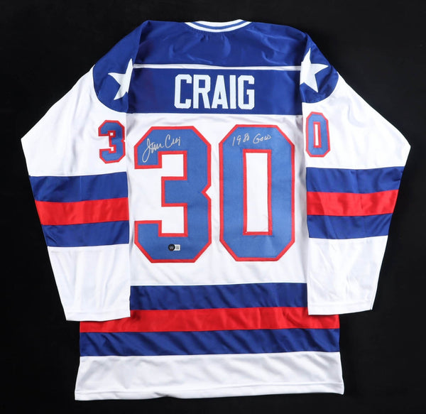 Jim Craig Signed Team USA Jersey Inscribed "1980 Gold" (Beckett) Miracle on Ice
