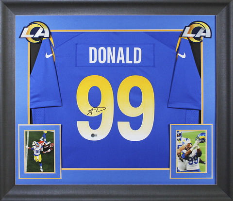 Rams Aaron Donald Authentic Signed Blue Nike Game Framed Jersey BAS Witnessed